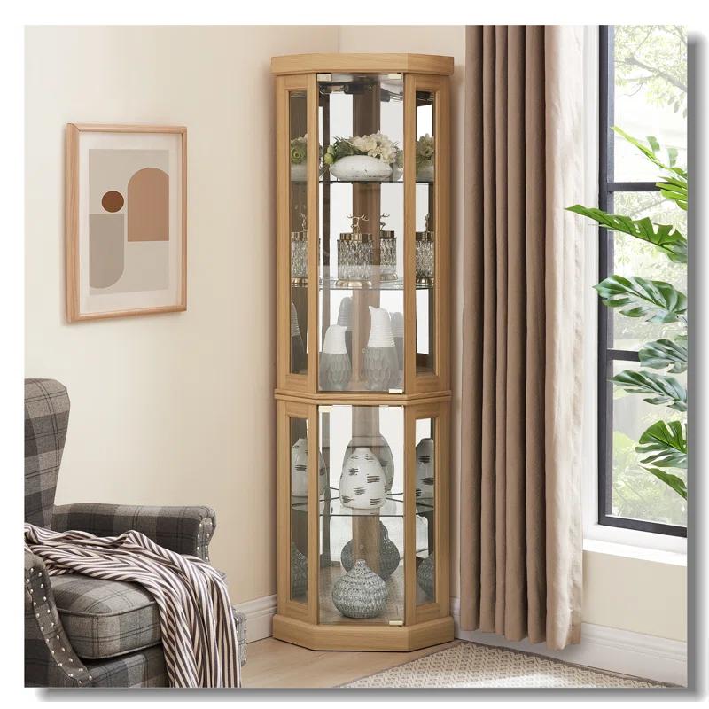 hernansofa Corner Lighted Curio Cabinet Corner Glass Cabinet Lighted Curio Cabinet Corner Display Case
