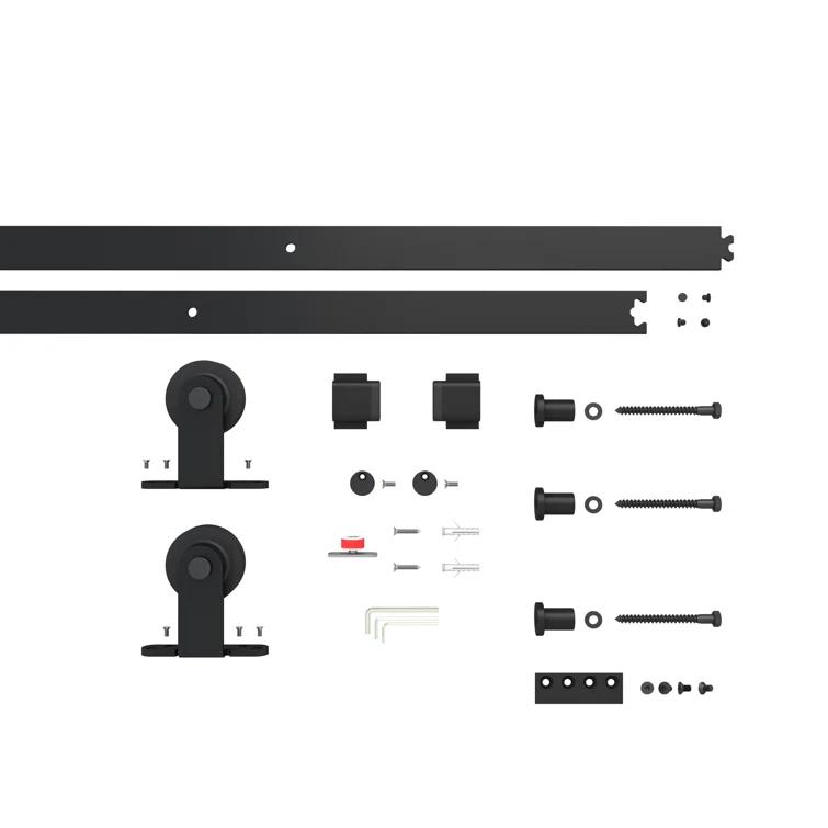 Calhome 84'' Solid Core Glass with Installation Hardware Kit Barn Door