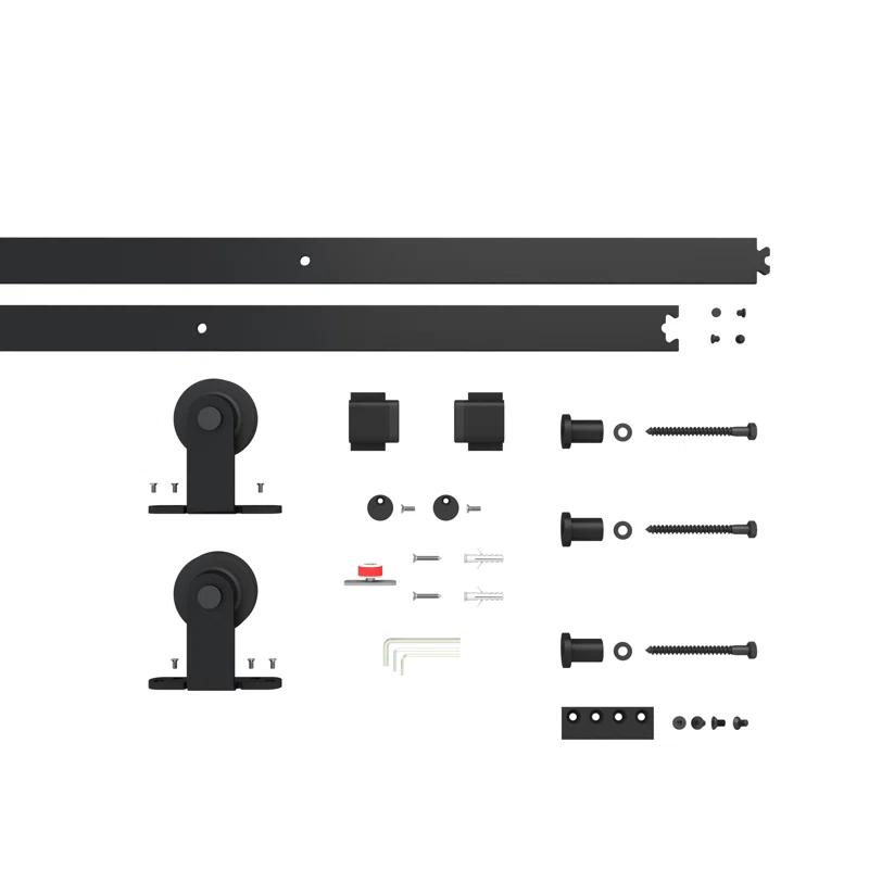 Calhome 84'' Solid Core Glass with Installation Hardware Kit Barn Door