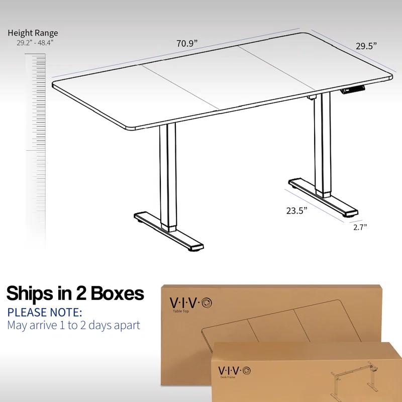 VIVO Single Motor Electric Desk with Push Button Memory Controller