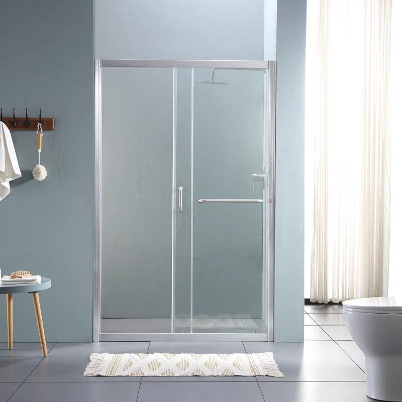 Mocoloo 60" W x 72" H Single Sliding Semi-Frameless Shower Door HMS-MOM-6A21-4-60SS