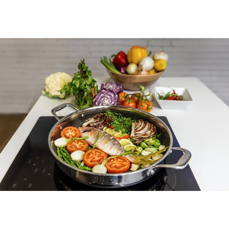 Livwell Livwell DiamondClad 14-inch Hybrid Nonstick Stainless Steel Everything Fry Pan Skillet with Tempered Glass Lid