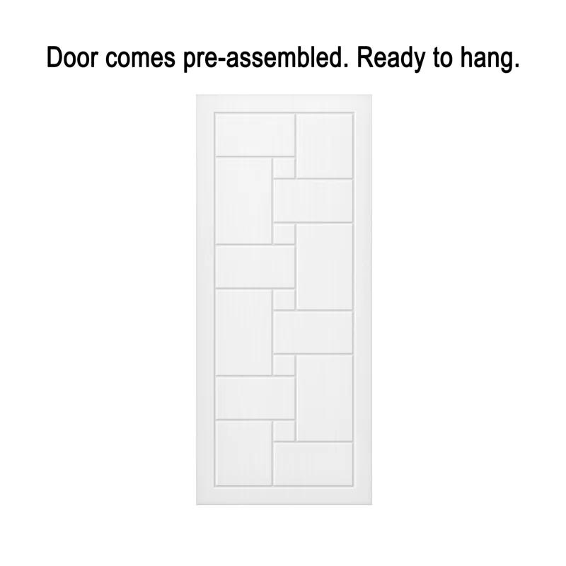 Calhome Paneled Manufactured Wood And Metal Barn Door With Installation Hardware Kit