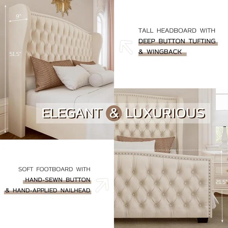 House of Hampton® Platform Bed Frame With Wingback Headboard