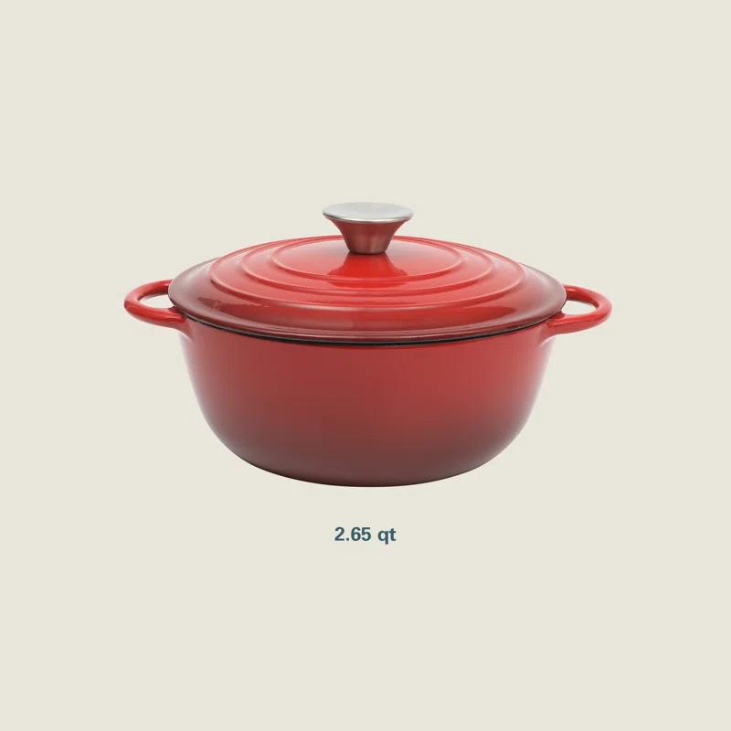 Gibson Home Gibson Home Addlestone 2.65 Quart Enamel Cast Iron Dutch Oven - Red