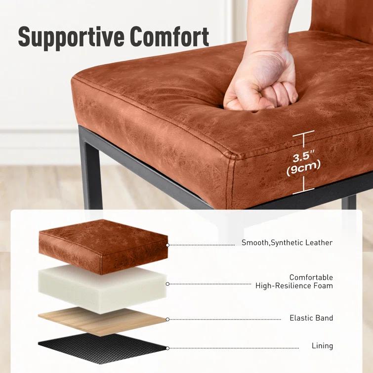 Wade Logan® Catharinus Extra Tall Bar Stool Set - Black Metal Base & Waterproof Faux Leather (Set of 3)