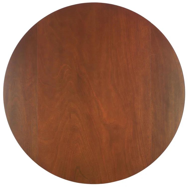 Medium Walnut Round Extendable Rubberwood Dining Table