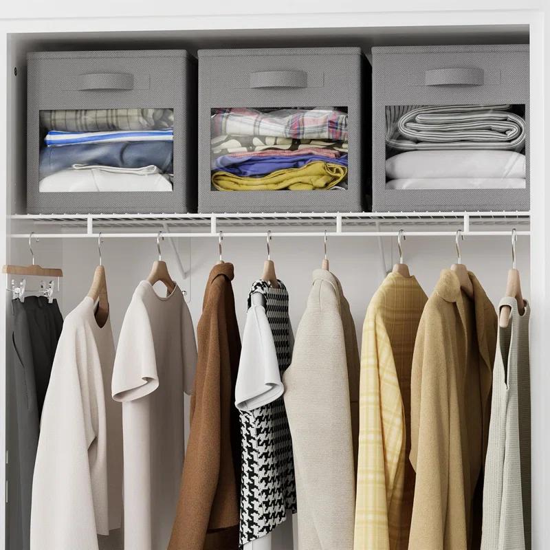 SpaceAid 6 Foldable Storage Cubes with Clear Windows, 11-Inch Fabric Bins for Closet, Cubby Shelf, or Cube Storage Organizer