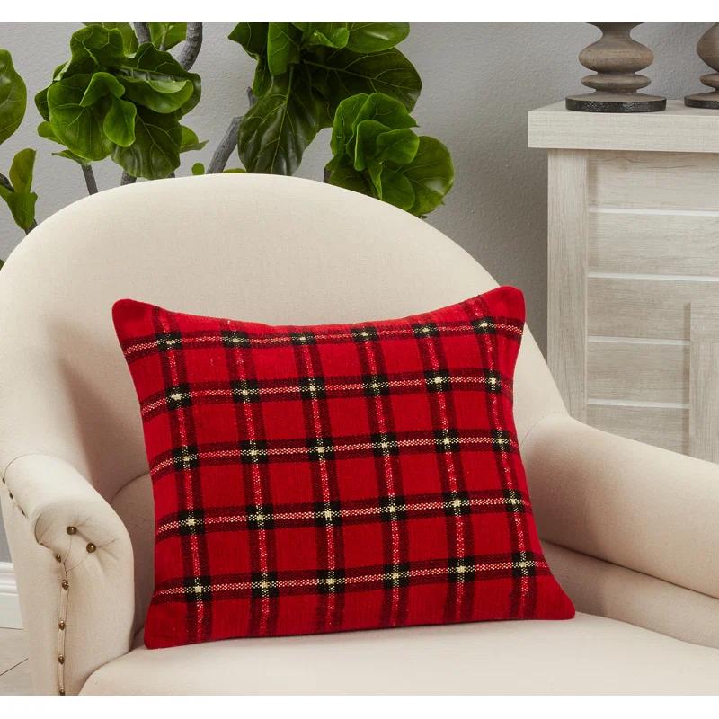 Saro Chenielle Plaid Collection Plaid Rayon/Viscose Pillow Cover