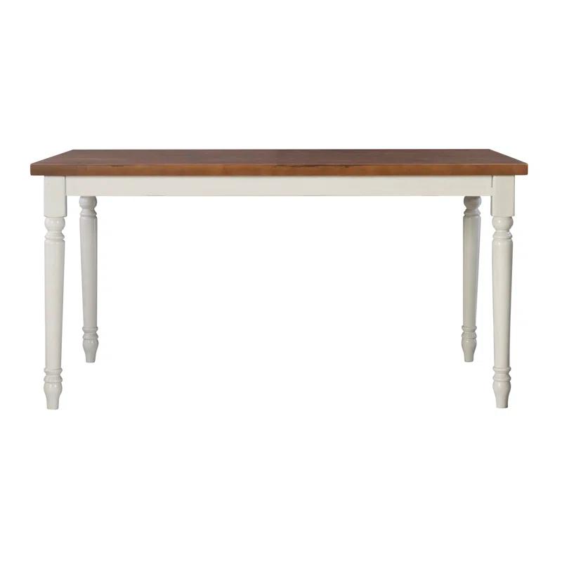 Io 60" Two Tone Solid Wood Farmhouse Dining Table