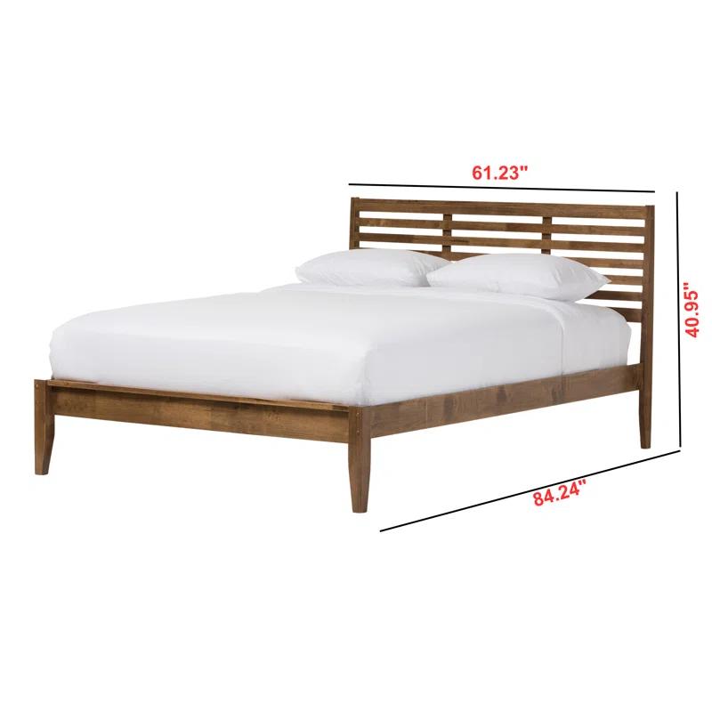 Steelside™ Winfree modern design & rustic charm, Queen Slat Bed, Walnut Brown 40.95'' H X 61.23'' W X 84.24'' L