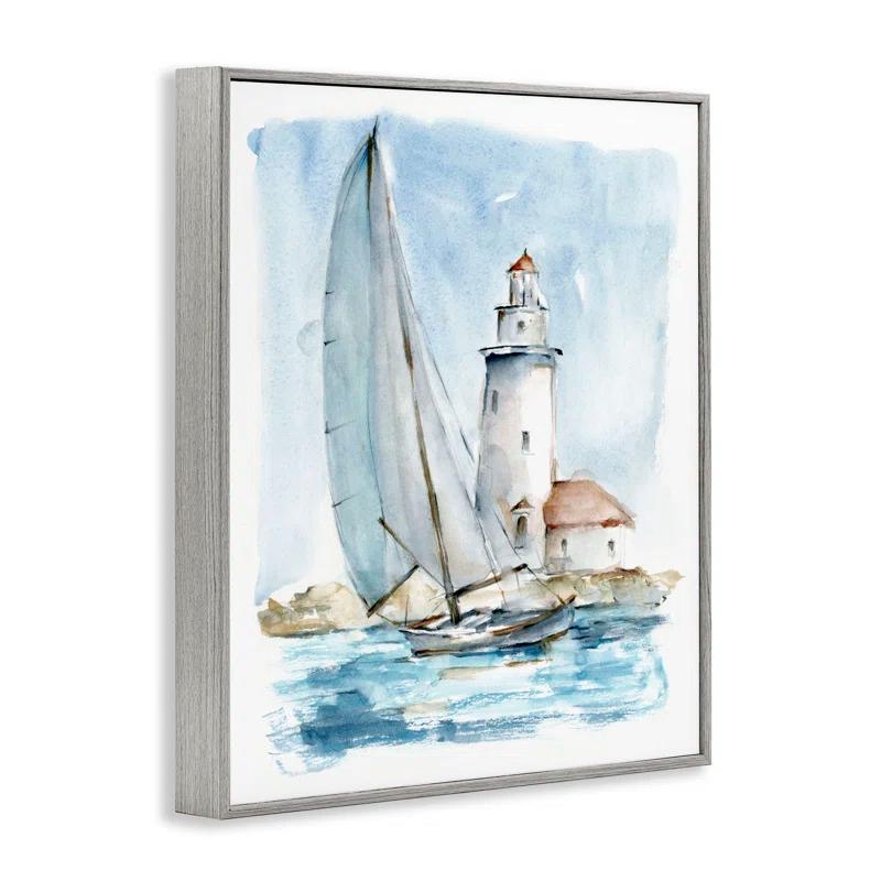 Stupell Industries Au-416-Giclee Nautical Sailboat & Lighthouse by Ethan Harper Painting