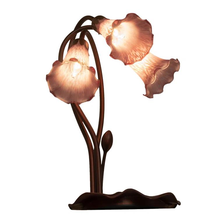 16"H Lavender Pond Lily 3 Lt Accent Lamp
