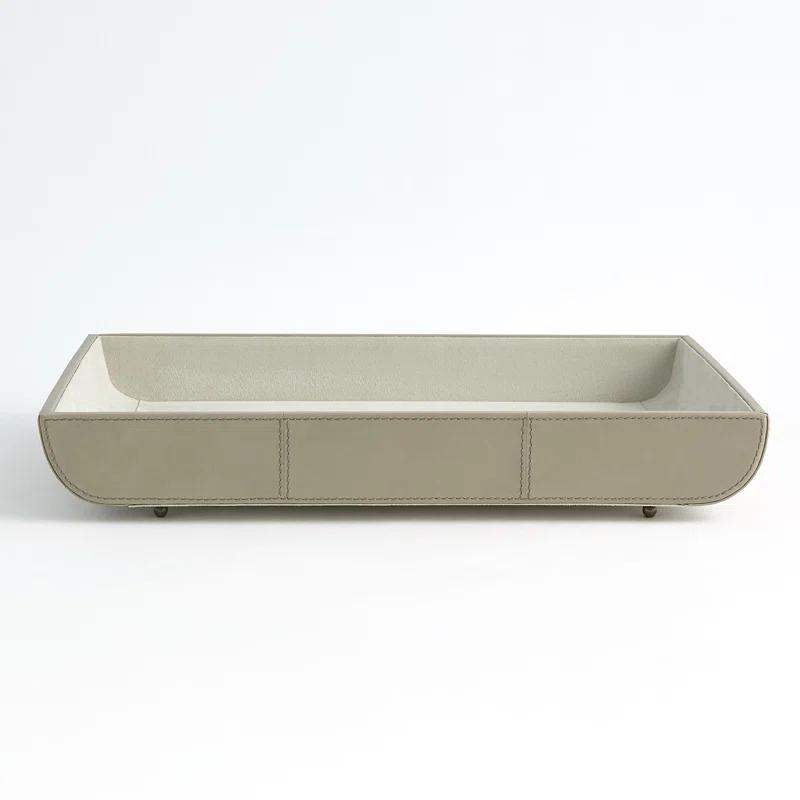 Global Views Curved Corner Tray-Light Grey