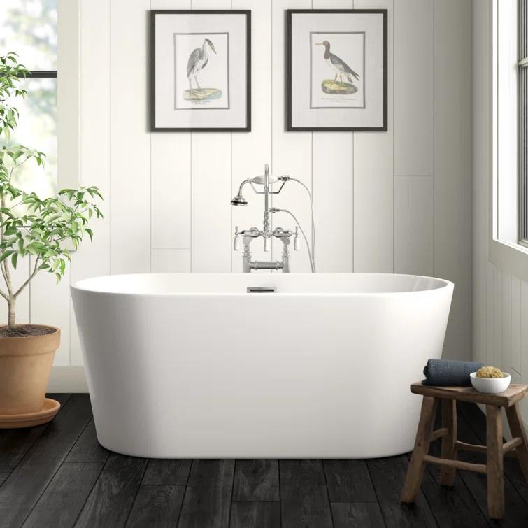 Iris 59" x 30" Freestanding Soaking Acrylic Bathtub
