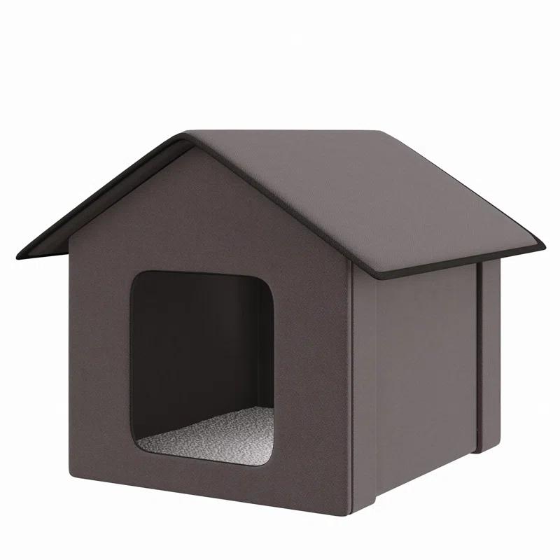 One Allium Way® Heated Cat Houses For Outdoor And Indoor, Portable Kitty Shelter, Waterproof And Insulated, Brown