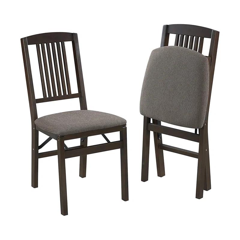 MECO Wood Fabric Upholstered Seat Folding Chair