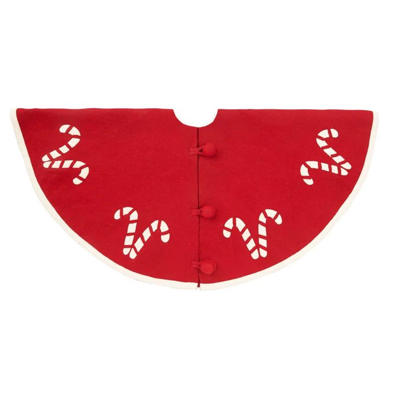 Handmade Christmas Tree Skirt in Felt - Candy Canes - 60"