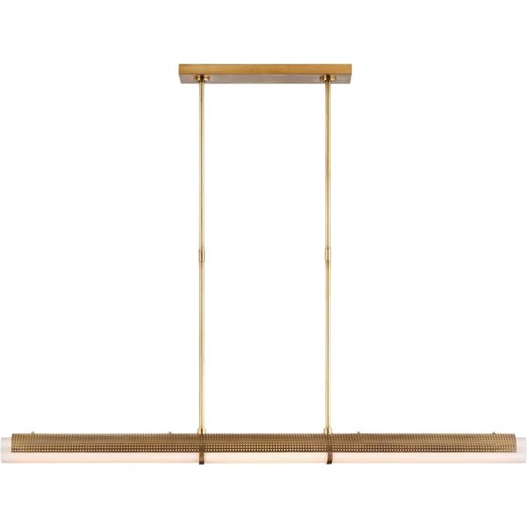 Modern Precision 50'' Brass and Crystal LED Linear Chandelier