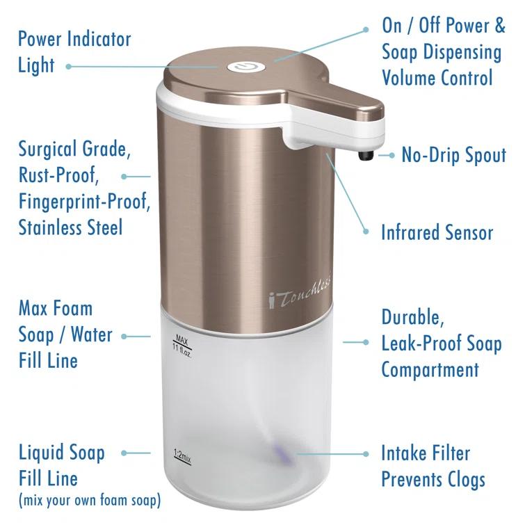 iTouchless Automatic Stainless Steel Foaming Soap Dispenser