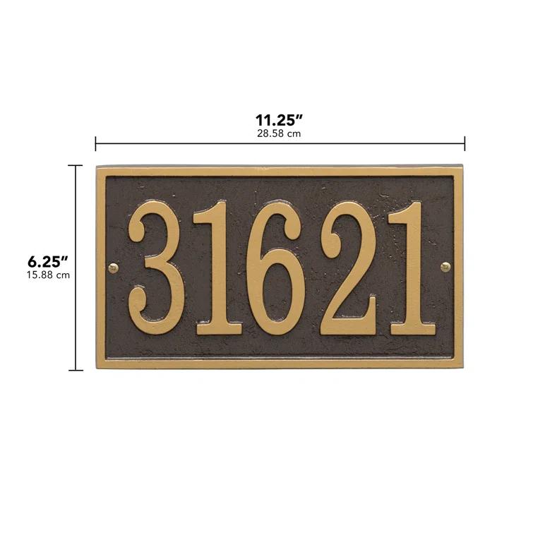 Bronze and Gold Rectangular Metal Address Plaque