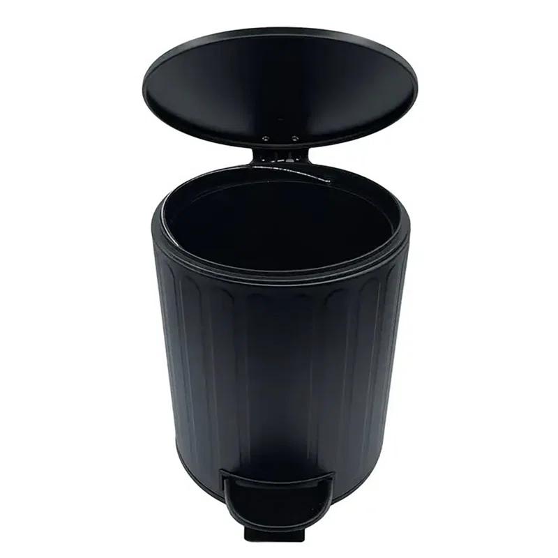 Home Mart Goods 10" Tall Black Step Garbage Can With Removable Inner Bucket, Soft-close Metal Waste Basket With Foot Pedal