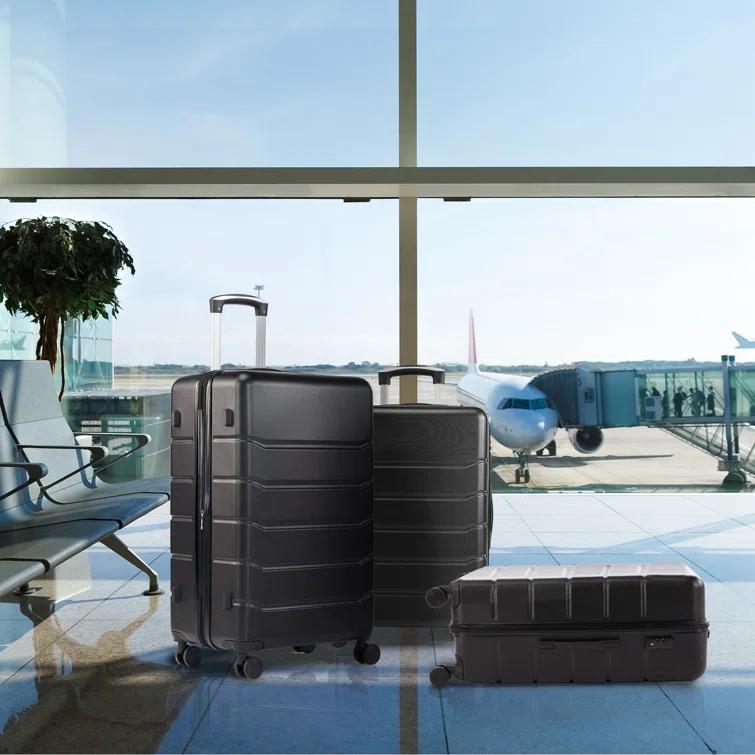 Smugdesk.com 3-Piece Luggage Set, ABS Travel Suitcase Set with TSA lock
