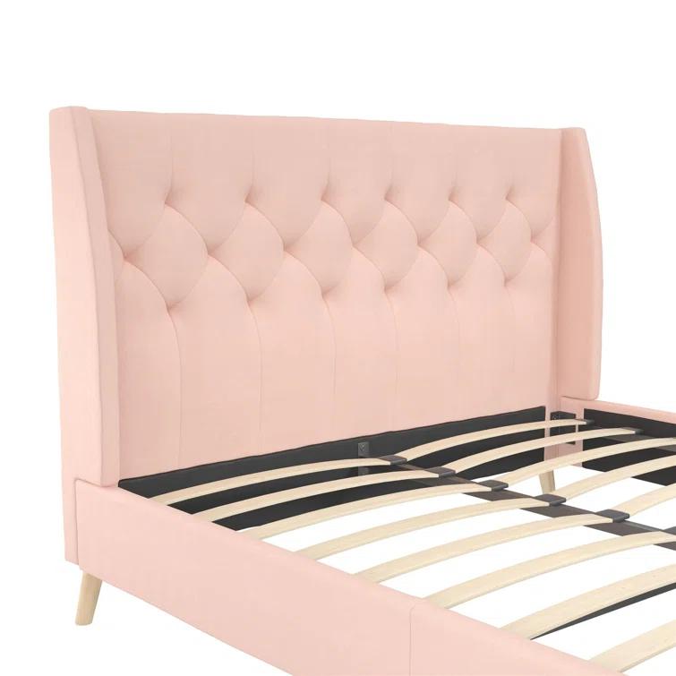 Novogratz Her Majesty Upholstered Wingback Bed