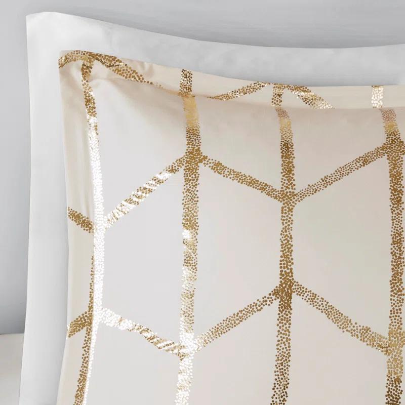 Gracie Mills Isabelle 5-Piece Metallic Geometric Comforter Set
