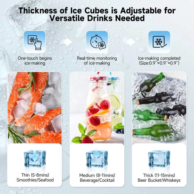 Coolski Coolski Commercial Ice Machine 350 lb. Daily Production Clear Cube Ice, Freestanding Ice Maker For restaurants Bars Hotels, Stainless Steel