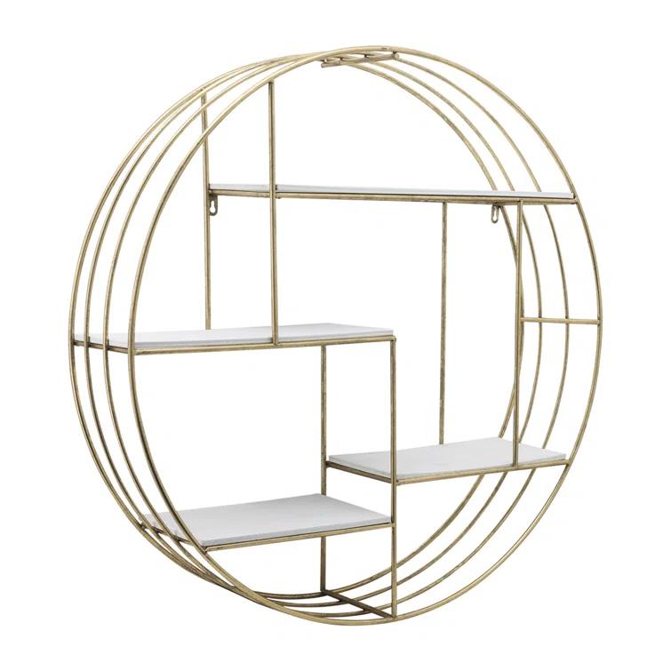 Sagebrook Home Kittle Modern Glam Iron and Wood Wall Storage Shelf