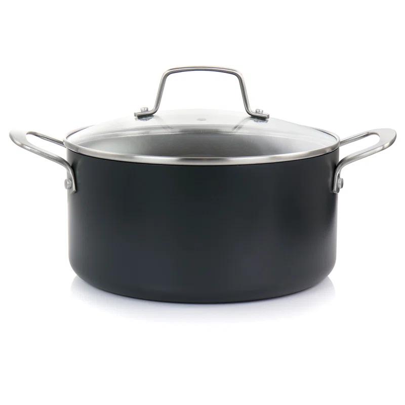 Martha Stewart Bosworth 10 Piece Hard Anodized Nonstick Aluminum Cookware Set - Black