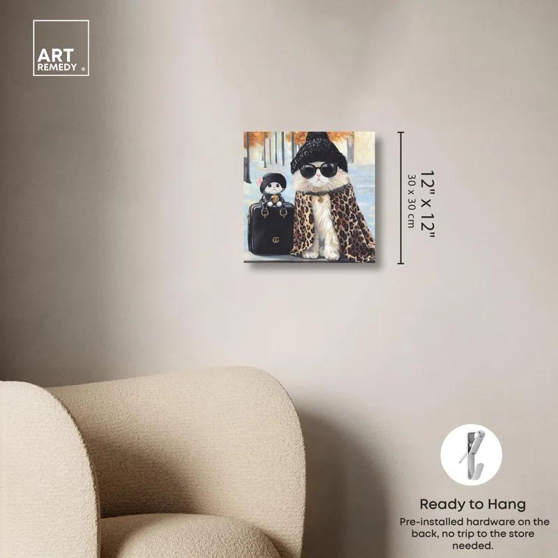 Art Remedy Friendly Fashion Canvas Cute Cat Art Prints by Art Remedy