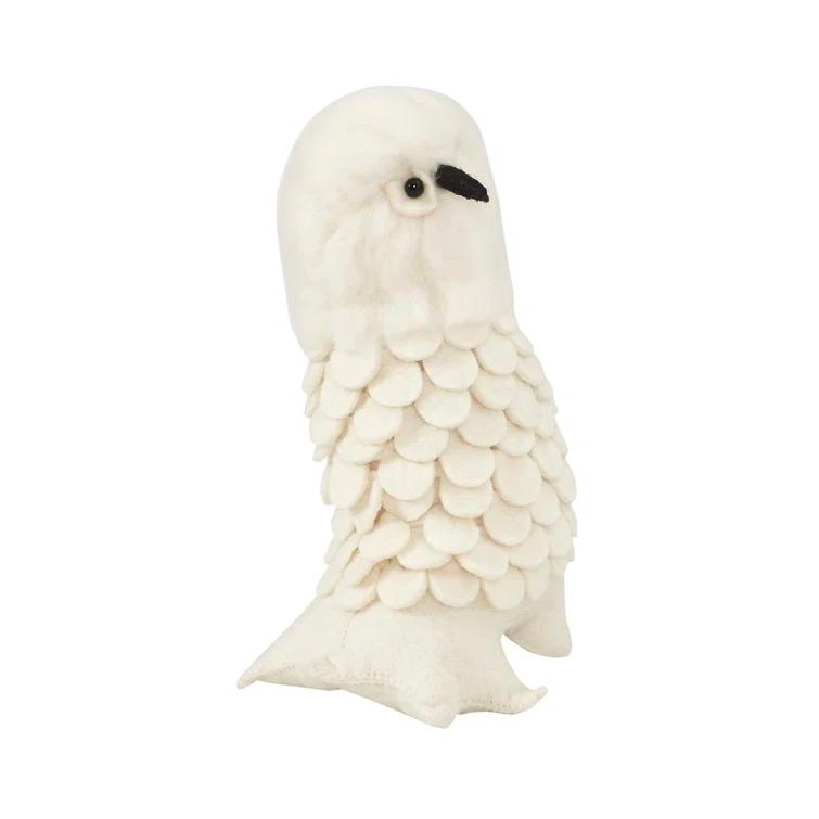 Arcadia Home Snowy Owl Handmade Hand Felted Wool Christmas Tree Topper