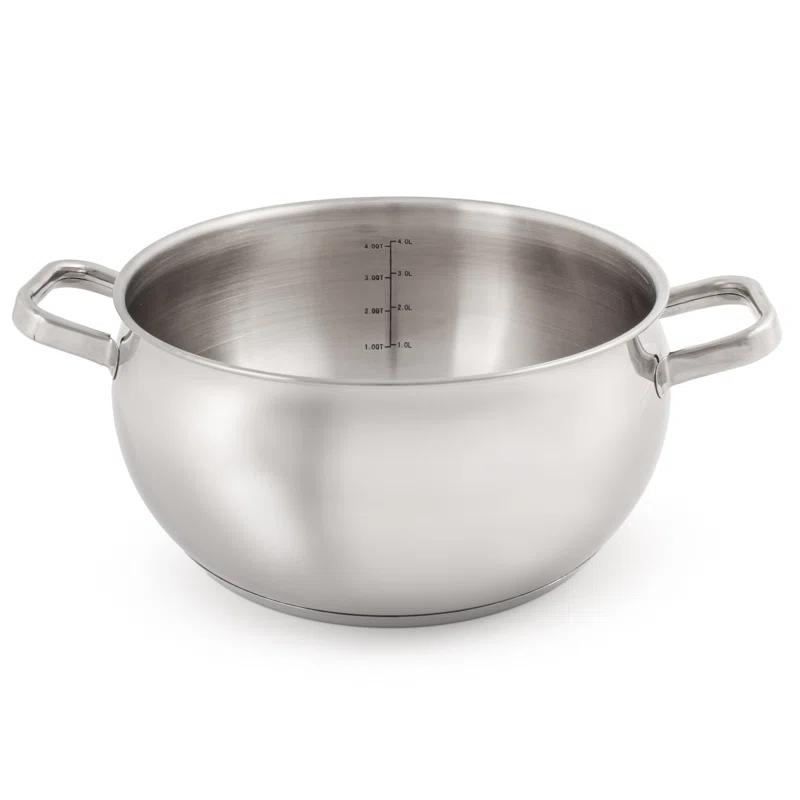 BergHOFF SS 18/10 5.5 Qt Stock Pot With SS Lid, Belly Shape, 9.5"