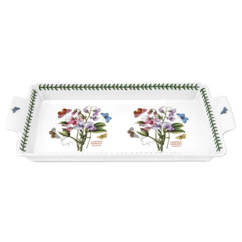 Botanic Garden Floral Porcelain Sandwich Tray with Handles