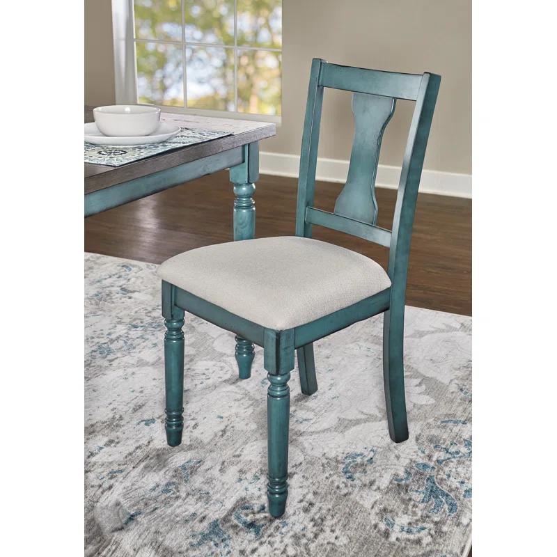 Willow Slat Back Turned Leg Upholstered Side Chair
