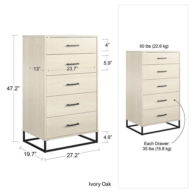 Novogratz Kelly 27.19'' W Unfinished 5 - Drawer Dresser