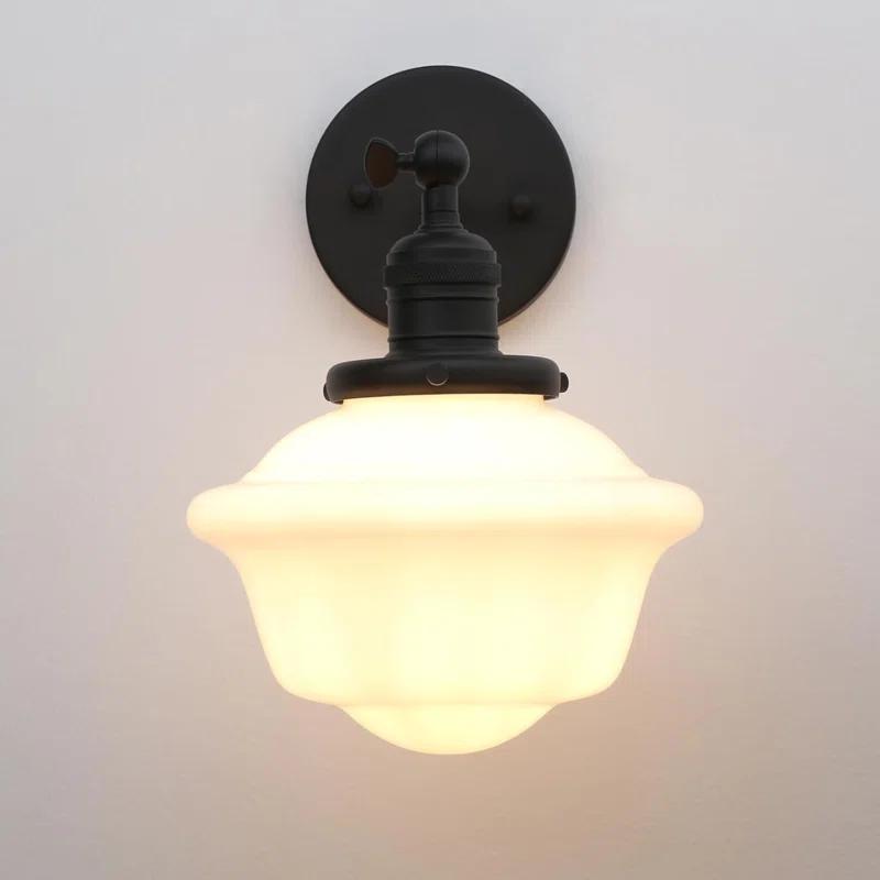 Wall Sconce Lamp With Milk White Glass Shade