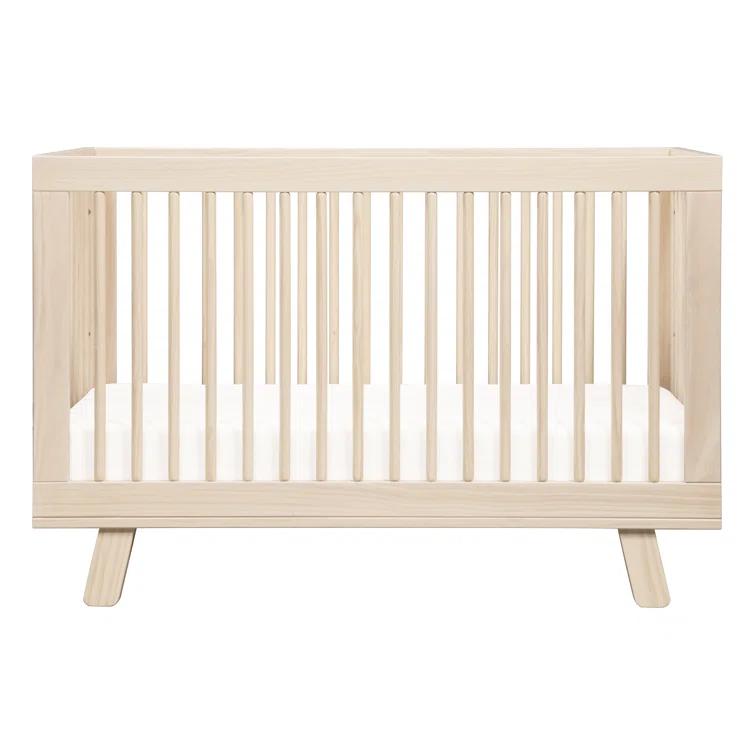 Babyletto Hudson Washed Natural Wood 3-in-1 Convertible Baby Crib with Toddler Bed Conversion Kit