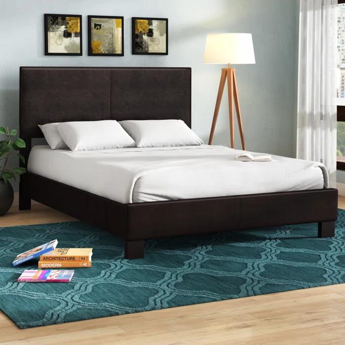 Winston Porter Bernhilde Upholstered Queen Panel Bed Dark Brown