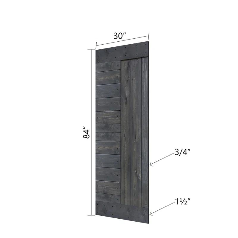 IsLife L Series Paneled Solid Wood Sliding Barn Door with Installation Hardware Kit -Assembly Needed