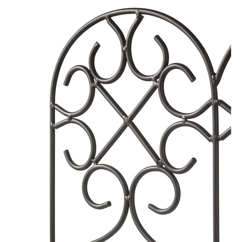 Evergreen Enterprises, Inc 18'' H x 120'' W Scrollwork Wrought Iron Edging with Ground Stakes and Gunmetal Finish