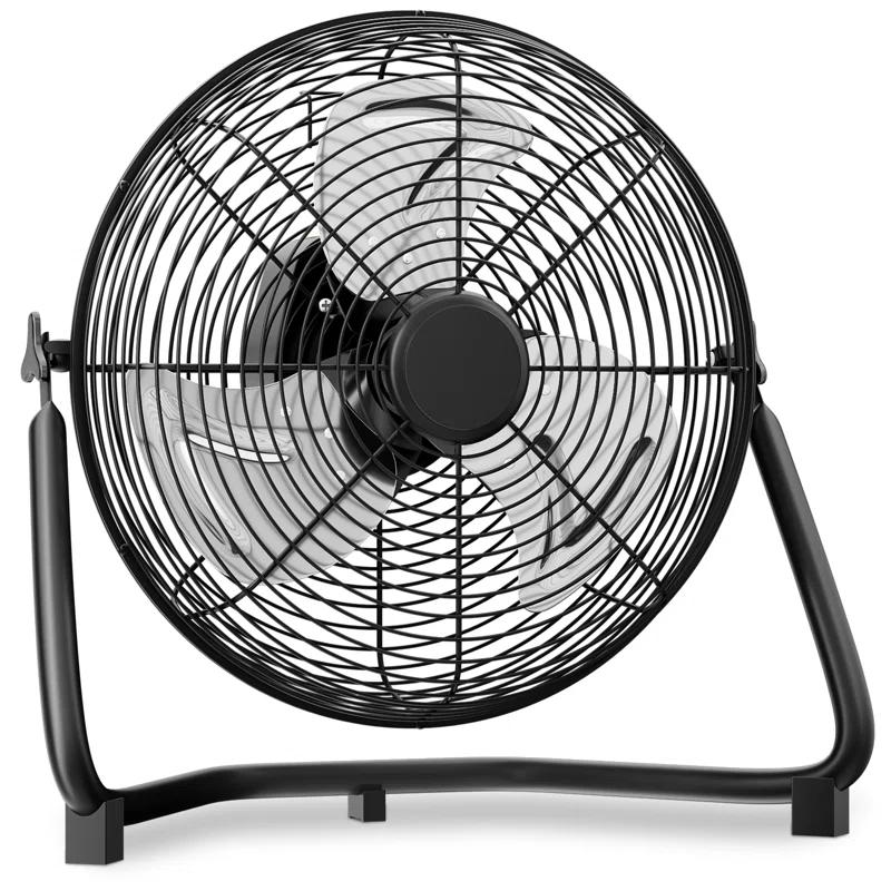 MoNiBloom 14" 3-Speed High Velocity Floor Fan, Heavy Duty Metal Industrial Cradle Floor Fan w/ Adjustable Tilt