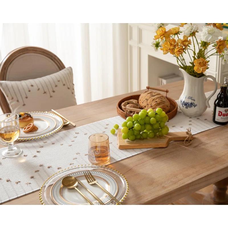 Foundry Select Boho Table Runner 13 X 108 Inch Long Natural Cotton Woven Runner With Tassels For Home Dining Table Décor, For Modern Farmhouse Decor Coffee Table Runner, Taupe And Beige