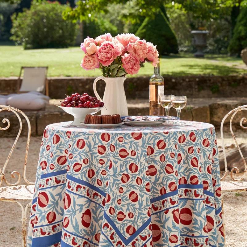 Square Floral Cotton Tablecloth