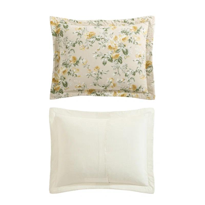 Laura Ashley Laura Ashley Roses Cotton Reversible Gold Quilt Set