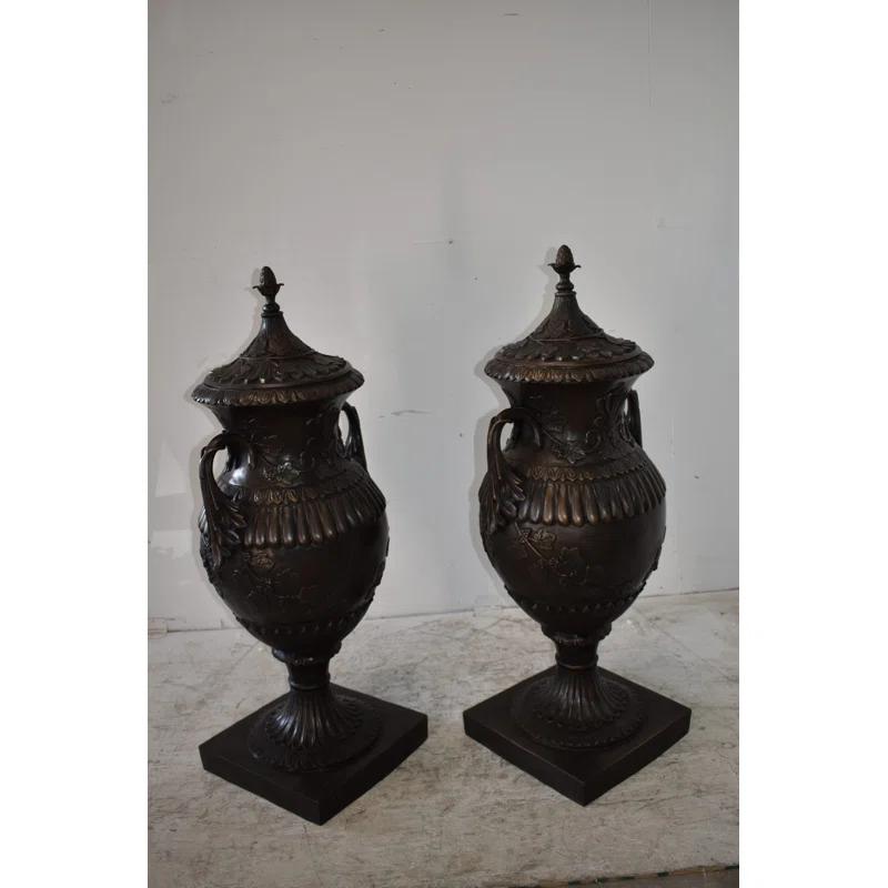 NIFAO A Pair Of Urns or Vases Made of Pure Bronze Size: 21" x 18" x 47"H