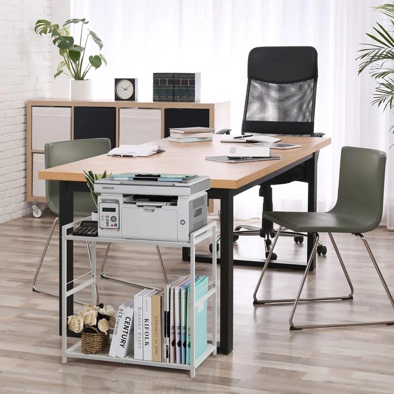 Computer Tower Stand, PC Tower Stand Metal Rolling Cart Holds Up To 40Lbs, 2 Tier Mobile Printer Stand With Storage Under Desk For Home & Office, White