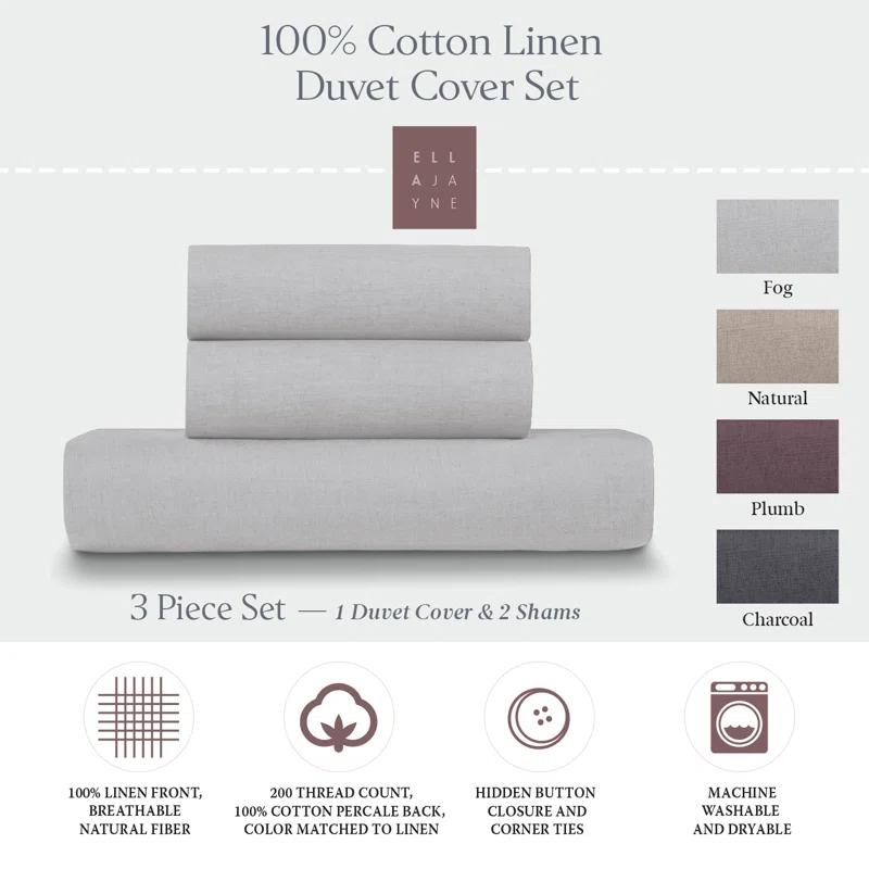 Ella Jayne Home French Linen Cotton 3-Piece Duvet Cover Set
